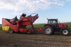 Traktor při sklizni